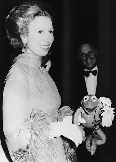 Images Dated 1st June 1979: Princess Anne meets Kermit the frog at the Muppets movie premiere