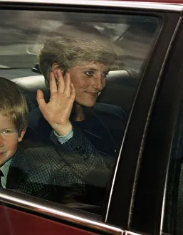 Princess Diana arriving back at Kensington Palace from Balmoral with her son Prince Harry Princess Diana arriving back at Kensington Palace from Balmoral with her son Prince Harry