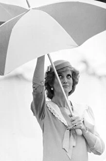 Images Dated 26th June 1985: Princess Diana in Berkshire on a stormy day 26th June 1985