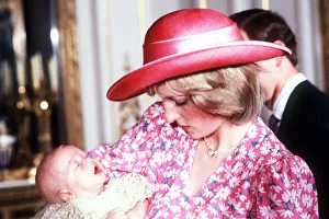 Princess Diana holds her son Prince William in her arms in the White Drawing Room of Princess Diana holds her son Prince William in her arms in the White Drawing Room of