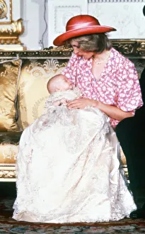Princess Diana holds her son Prince William in her arms in the White Drawing Room of Princess Diana holds her son Prince William in her arms in the White Drawing Room of