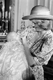 Princess Diana holds her son Prince William in her arms in the White Drawing Room of Princess Diana holds her son Prince William in her arms in the White Drawing Room of