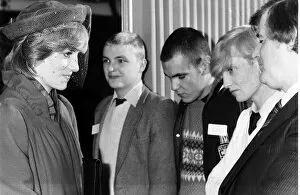 Images Dated 21st December 1981: Princess Diana meets Skinhead youths in Guilford, December 1981