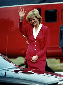 Princess Diana the Princess of Wales arrives in Bristol by helicopter to visit Ham Green Princess Diana the Princess of Wales arrives in Bristol by helicopter to visit Ham Green