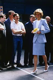 Princess Diana, Princess of Wales meets workers during a visit to the Walter Alexander Princess Diana, Princess of Wales meets workers during a visit to the Walter Alexander