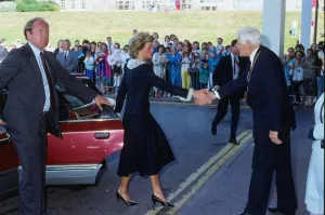 Princess Diana, Princess of Wales shaking hands while visiting Aberdeen, Scotland Princess Diana, Princess of Wales shaking hands while visiting Aberdeen, Scotland