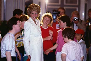 Princess Diana Princess of Wales talking to handicapped children during a visit to Princess Diana Princess of Wales talking to handicapped children during a visit to
