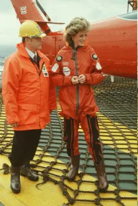 Princess Diana visits the BP Forties oil rig in the North Sea, west of Aberdeenshire Princess Diana visits the BP Forties oil rig in the North Sea, west of Aberdeenshire