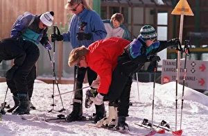 PRINCESS DIANA, WEARING SKI-INT OUTFIT CHECKING PRINCE HARRY' PRINCESS DIANA, WEARING SKI-INT OUTFIT CHECKING PRINCE HARRY'