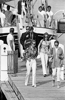 Images Dated 27th July 1972: Princess Grace of Monaco hosts Princess Anne for lunch aboard her family schooner Cecelia