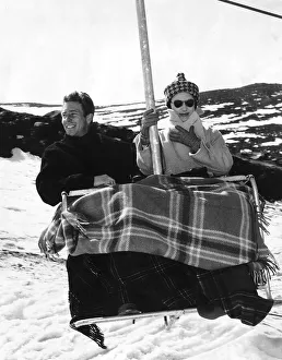 Princess Margaret and Antony Armstrong Jones riding on a Ski Lift at Cairngorm in Princess Margaret and Antony Armstrong Jones riding on a Ski Lift at Cairngorm in