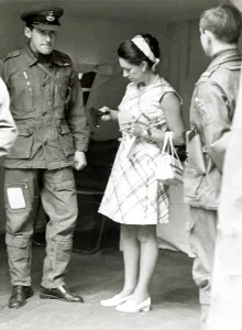 Princess Margaret Holding Gun on visit to RAF Odiham, Hants Firearm revolver Princess Margaret Holding Gun on visit to RAF Odiham, Hants Firearm revolver