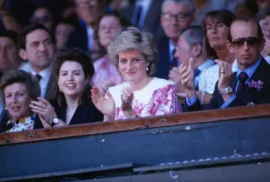 Princesss Diana Princess of Wales applauding at the mens tennis final at Wimbledon with Princesss Diana Princess of Wales applauding at the mens tennis final at Wimbledon with