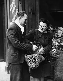 Private Ted Saunders of the 2nd Army out shopping with his wife Margaret in Bermondsey Private Ted Saunders of the 2nd Army out shopping with his wife Margaret in Bermondsey