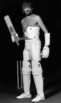 Protective Cricket equipment being modelled by Colin Sargeant at Lords Protective Cricket equipment being modelled by Colin Sargeant at Lords