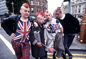 Punk mohican hair tartan trousers union jack vest flag 1986 punks Punk mohican hair tartan trousers union jack vest flag 1986 punks