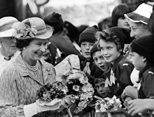 Images Dated 21st July 1983: The Queen brings delight to the faces of Brownies who greeted her in Brecon ahead of her