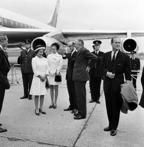 The Queen, The Duke of Edinburgh and Princess Anne waiting to board the plane for a 10 The Queen, The Duke of Edinburgh and Princess Anne waiting to board the plane for a 10