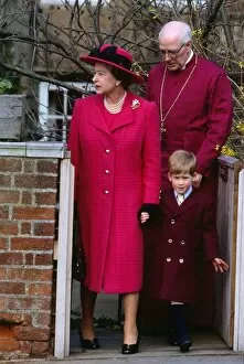 Images Dated 11th March 1989: Queen Elizabeth 11 March 1989 leaving church holding the hand of Prince Harry