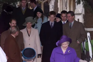 Queen Elizabeth at the Christmas Day service December 1999 with the other members Queen Elizabeth at the Christmas Day service December 1999 with the other members