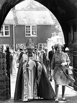 Images Dated 21st July 1983: Queen Elizabeth II attends a service at Brecon Cathedral to celebrate the Diamond Jubilee