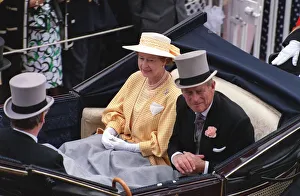 Queen Elizabeth II and The Duke Of Edinburgh, Prince Philip riding in a carriage during Queen Elizabeth II and The Duke Of Edinburgh, Prince Philip riding in a carriage during