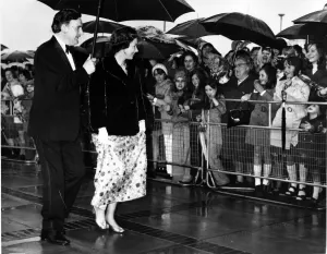 Queen Elizabeth II, greets the crowd in North Wales. Exact location unknown Queen Elizabeth II, greets the crowd in North Wales. Exact location unknown