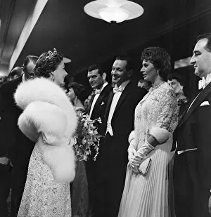 Queen Elizabeth II greets guests including Sophia Loren at the Royal Film Show Queen Elizabeth II greets guests including Sophia Loren at the Royal Film Show
