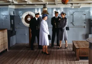 Queen Elizabeth II greets Prince Andrew on return from Falklands 1982 with Prince Philip Queen Elizabeth II greets Prince Andrew on return from Falklands 1982 with Prince Philip