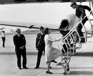 Queen Elizabeth II with Prince Charles at Heathrow Airport before leaving for Queen Elizabeth II with Prince Charles at Heathrow Airport before leaving for