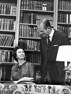 Queen Elizabeth II with Prince Philip in the Library during a photocall at Balmoral Queen Elizabeth II with Prince Philip in the Library during a photocall at Balmoral