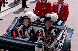 Queen Elizabeth II and Prince Philip riding in a Landau on their way to the Knights of Queen Elizabeth II and Prince Philip riding in a Landau on their way to the Knights of
