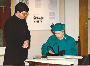 Queen Elizabeth II and Prince Philip visit the North East 18 May 1993 - The Queen signing Queen Elizabeth II and Prince Philip visit the North East 18 May 1993 - The Queen signing