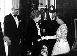 Queen Elizabeth II shakes hands with Prime Minister, Margaret Thatcher at No Queen Elizabeth II shakes hands with Prime Minister, Margaret Thatcher at No