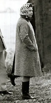Queen Elizabeth II standing on one leg looking silly. June 1980 Queen Elizabeth II standing on one leg looking silly. June 1980