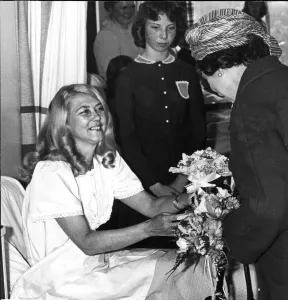 Queen Elizabeth II visits patient Florence Stubbs at Arrowe Park Hospital, Arrowe Park Queen Elizabeth II visits patient Florence Stubbs at Arrowe Park Hospital, Arrowe Park