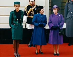 Queen Elizabeth with Princess Margaret and Princess Diana waiting to greet the Italian Queen Elizabeth with Princess Margaret and Princess Diana waiting to greet the Italian