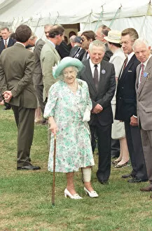Images Dated 26th July 1995: Queen Elizabeth The Queen Mother and Prince Charles, Prince of Wales at Sandringham