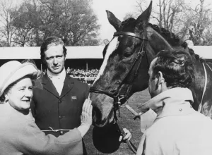 The Queen Mother at Badminton Horse Trials, 1970 with winner Richard Meade The Queen Mother at Badminton Horse Trials, 1970 with winner Richard Meade