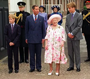 The Queen Mother celebrates 97th birthday August 1997 at Clarence House with Prince The Queen Mother celebrates 97th birthday August 1997 at Clarence House with Prince