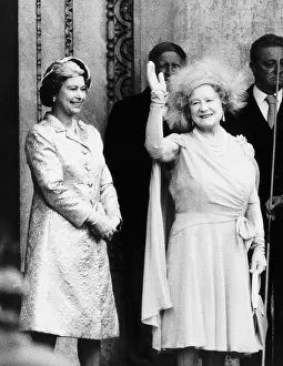 Queen Mother with daughter Queen Elizabeth British Monarch attending a thanksgiving Queen Mother with daughter Queen Elizabeth British Monarch attending a thanksgiving