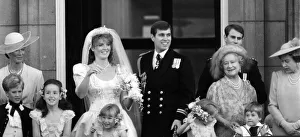 Queen Mother with Duke and Duchess of York on the balcony at Buckingham Palace after Queen Mother with Duke and Duchess of York on the balcony at Buckingham Palace after