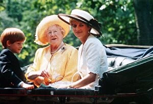 Images Dated 13th June 1992: Queen Mother with Princess Diana at Trooping the Colour ceremony inLondon