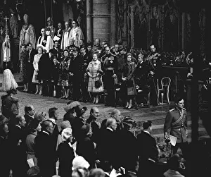 Queen Mother and The Royal Family wait in Westminster Abbey at the wedding of Princess Queen Mother and The Royal Family wait in Westminster Abbey at the wedding of Princess