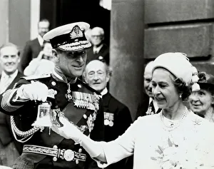 The Queen and Prince Philip with replica of the Bow Bell in Bow Churchyard - June 1977 The Queen and Prince Philip with replica of the Bow Bell in Bow Churchyard - June 1977