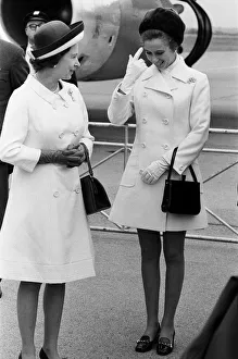 The Queen and Princess Anne waiting to board the plane for a 10 day visit to Canada The Queen and Princess Anne waiting to board the plane for a 10 day visit to Canada