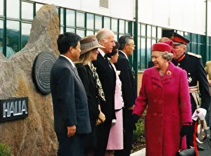 The Queen tours the Halla plant at Merthyr. 9th May 1997 The Queen tours the Halla plant at Merthyr. 9th May 1997