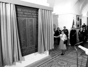 The Queen unveils memorial plaque to those who lost their lives in the Falklands War at The Queen unveils memorial plaque to those who lost their lives in the Falklands War at