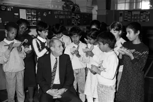 Question time at Birkby Junior School... with head teacher Mr Peter Prichard in Question time at Birkby Junior School... with head teacher Mr Peter Prichard in