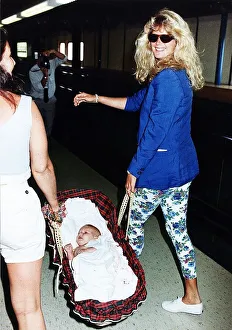 Rachel wife of rock star Rod Stewart and their eight week old baby Renee July 1992 Rachel wife of rock star Rod Stewart and their eight week old baby Renee July 1992